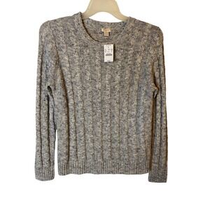 J.Crew Womens Cable Knit Sweater Heather Blue Cotton Linen Size M